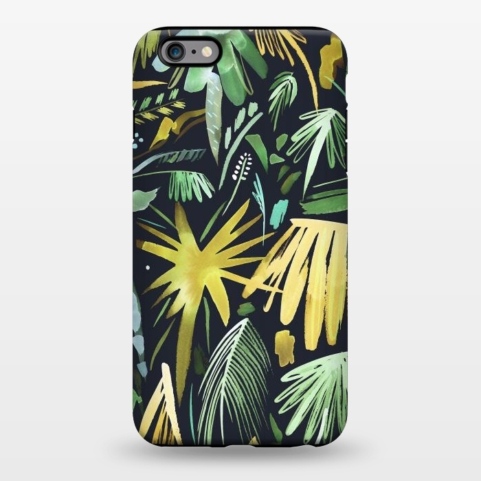 iPhone 6/6s plus StrongFit Brushstrokes Palms Neon Gold by Ninola Design