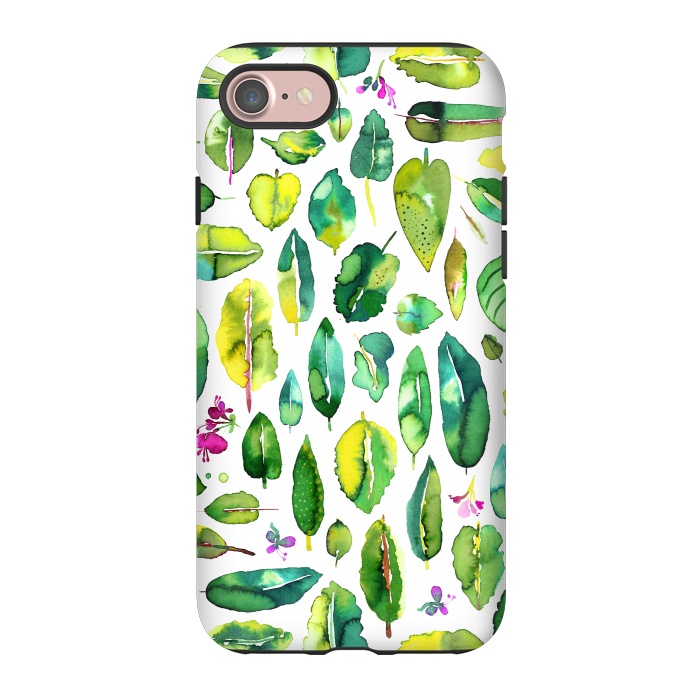 iPhone 7 StrongFit Botanical Green Leaves by Ninola Design
