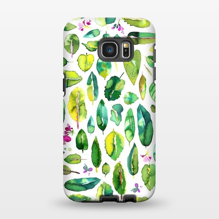 Galaxy S7 EDGE StrongFit Botanical Green Leaves by Ninola Design