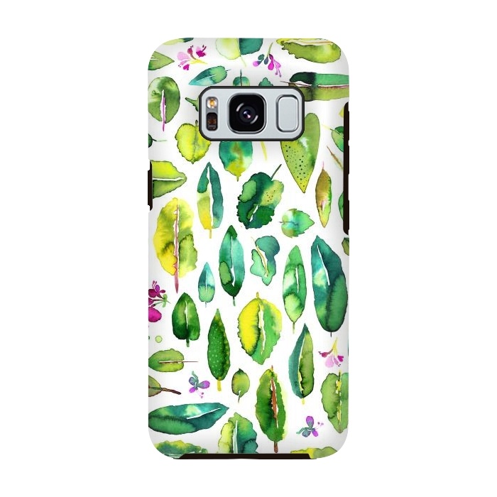 Galaxy S8 StrongFit Botanical Green Leaves by Ninola Design