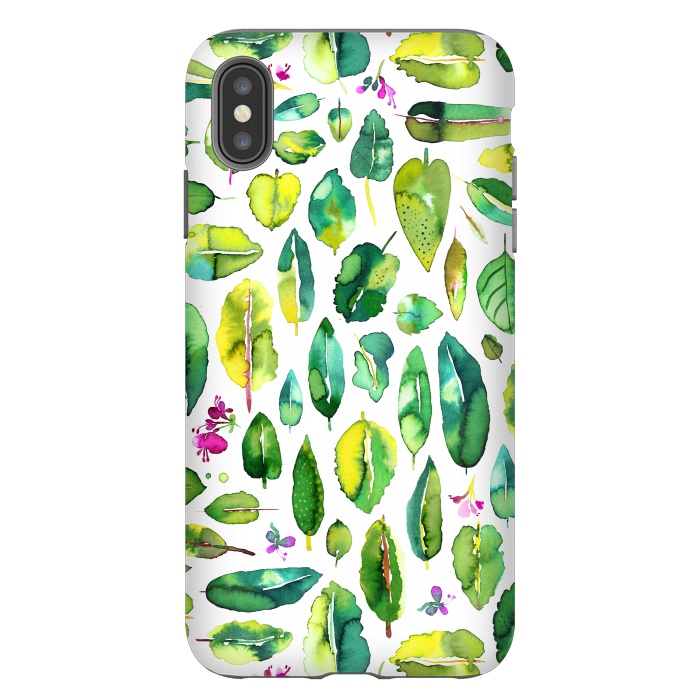 iPhone Xs Max StrongFit Botanical Green Leaves by Ninola Design