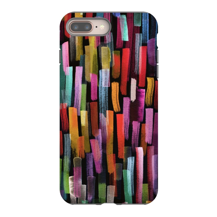 iPhone 7 plus StrongFit Colorful Brushstrokes Black by Ninola Design