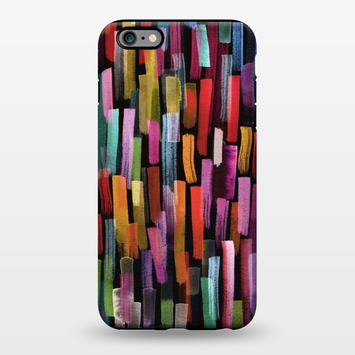 iPhone 6/6s plus StrongFit Colorful Brushstrokes Black by Ninola Design