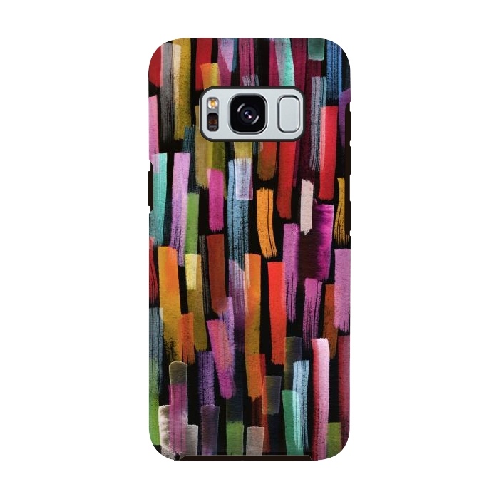 Galaxy S8 StrongFit Colorful Brushstrokes Black by Ninola Design