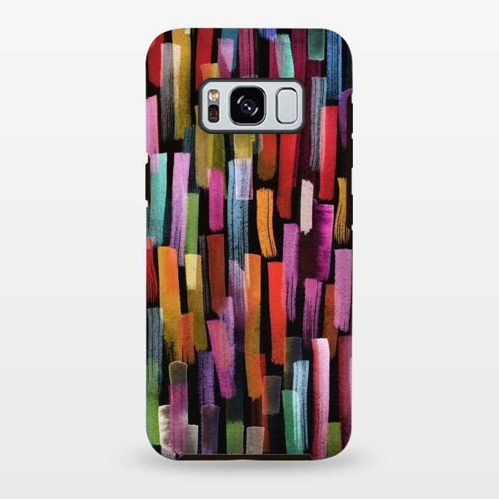 Galaxy S8 plus StrongFit Colorful Brushstrokes Black by Ninola Design