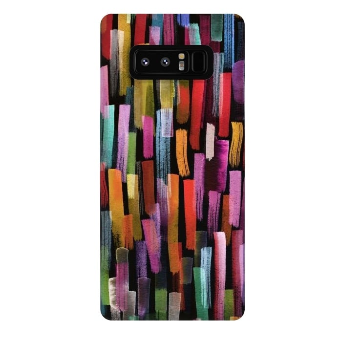 Galaxy Note 8 StrongFit Colorful Brushstrokes Black by Ninola Design