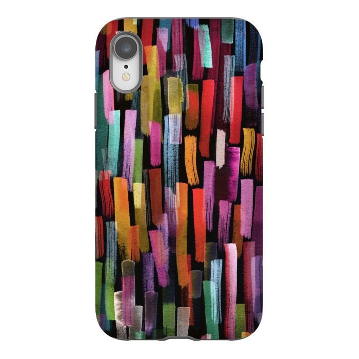 iPhone Xr StrongFit Colorful Brushstrokes Black by Ninola Design