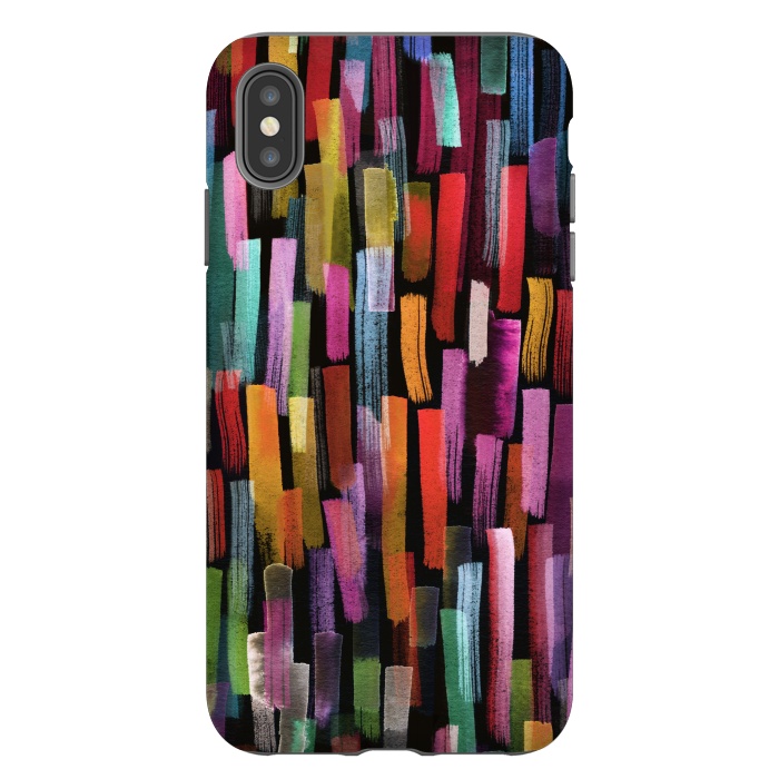 iPhone Xs Max StrongFit Colorful Brushstrokes Black by Ninola Design