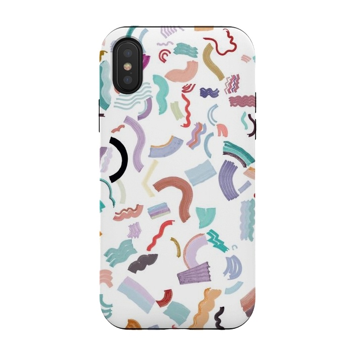 iPhone Xs / X StrongFit Curly Marker Stripes ZIGZAG by Ninola Design