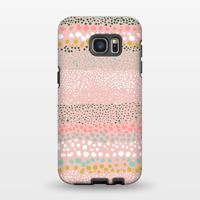 Galaxy S7 EDGE StrongFit Little Textured Dots Stripes Pink by Ninola Design