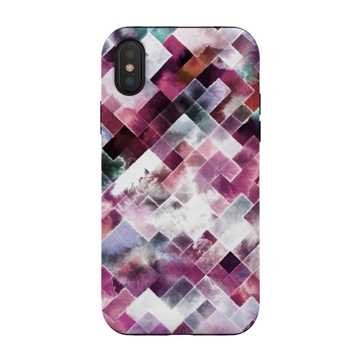 iPhone Xs / X StrongFit Moody Geometry Pink Neon by Ninola Design