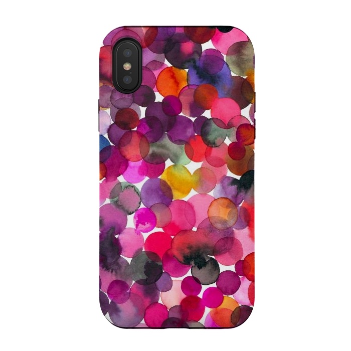 iPhone Xs / X StrongFit Overlapped Watercolor Dots by Ninola Design