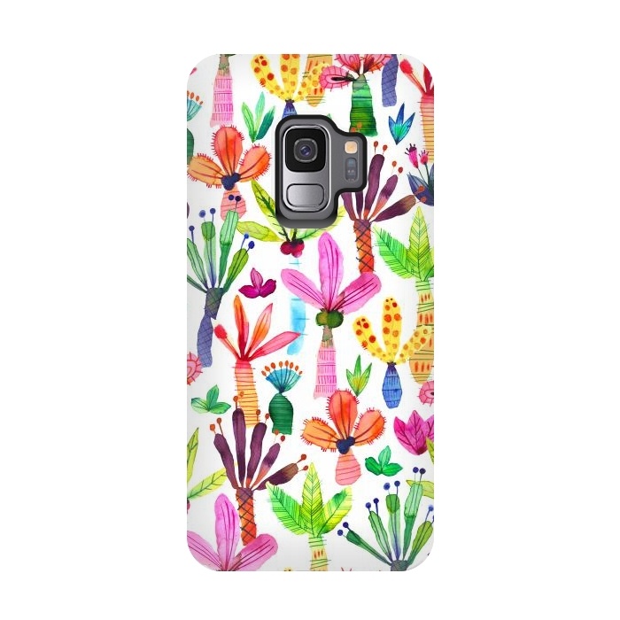 Galaxy S9 StrongFit Cute Palms Garden by Ninola Design