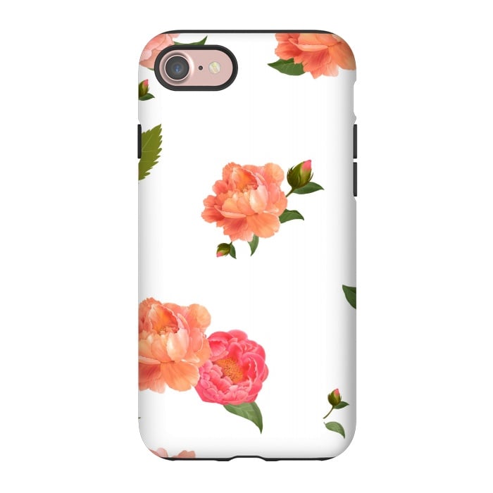 iPhone 7 StrongFit ORANGE PINK FLORAL PRINT by MALLIKA