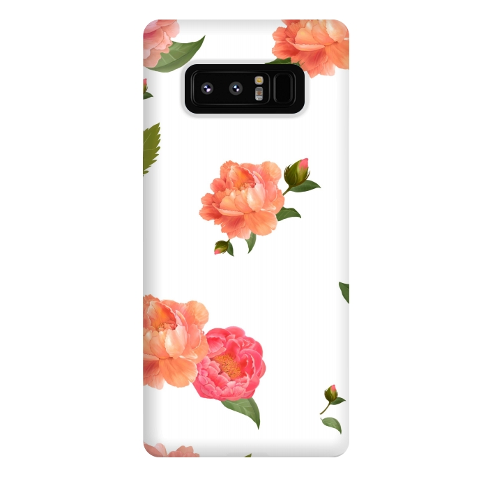 Galaxy Note 8 StrongFit ORANGE PINK FLORAL PRINT by MALLIKA