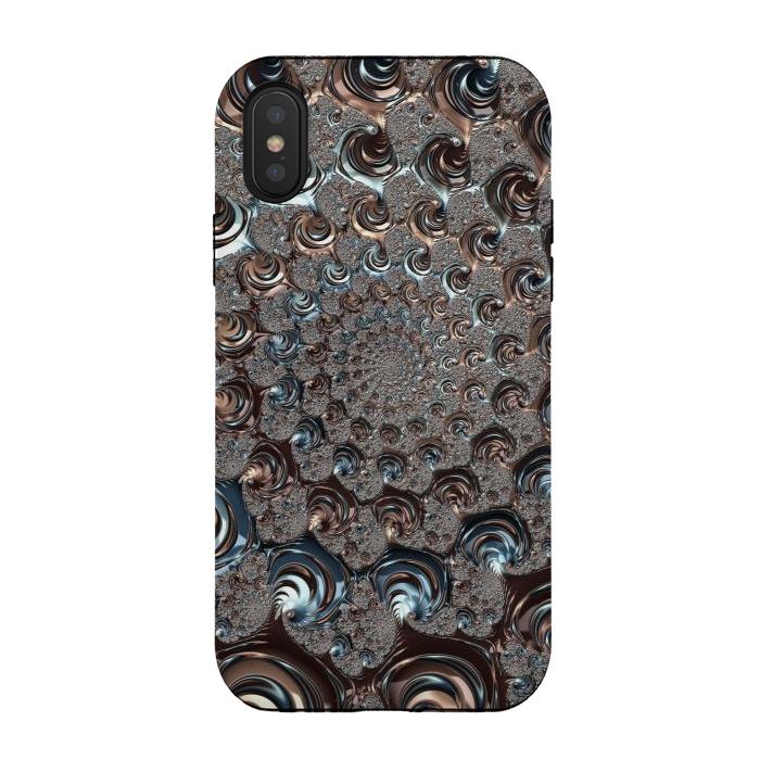iPhone Xs / X StrongFit Fractal Fantasy Teal And Copper 2 by Andrea Haase