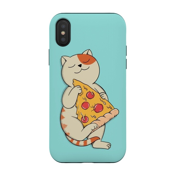 iPhone Xs / X StrongFit Cat and Pizza by Coffee Man
