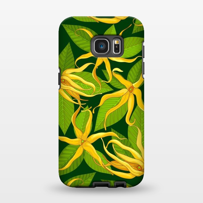 Galaxy S7 EDGE StrongFit Ylang Ylang Exotic Scented Flowers and Leaves by BluedarkArt