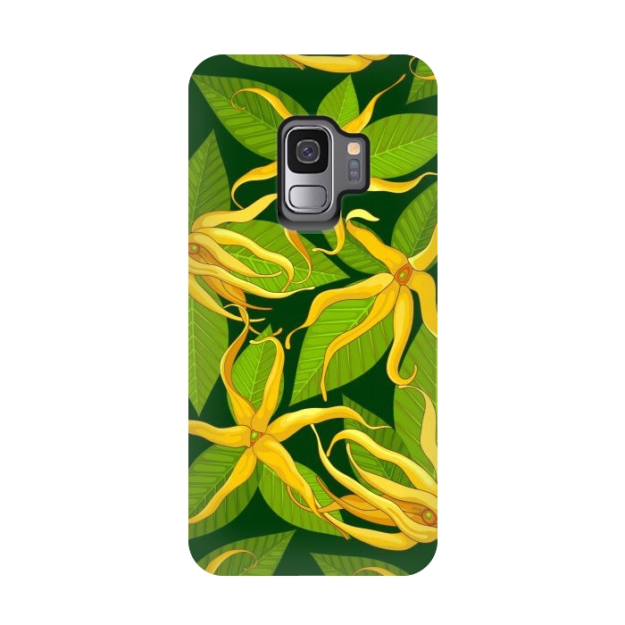 Galaxy S9 StrongFit Ylang Ylang Exotic Scented Flowers and Leaves by BluedarkArt