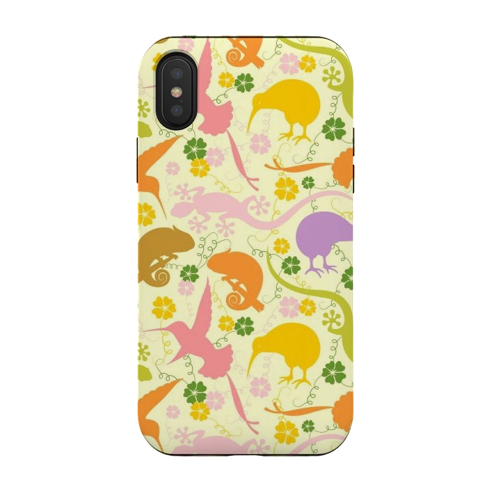 iPhone Xs / X StrongFit Animals Exotic Pastel Colors Shapes Pattern by BluedarkArt