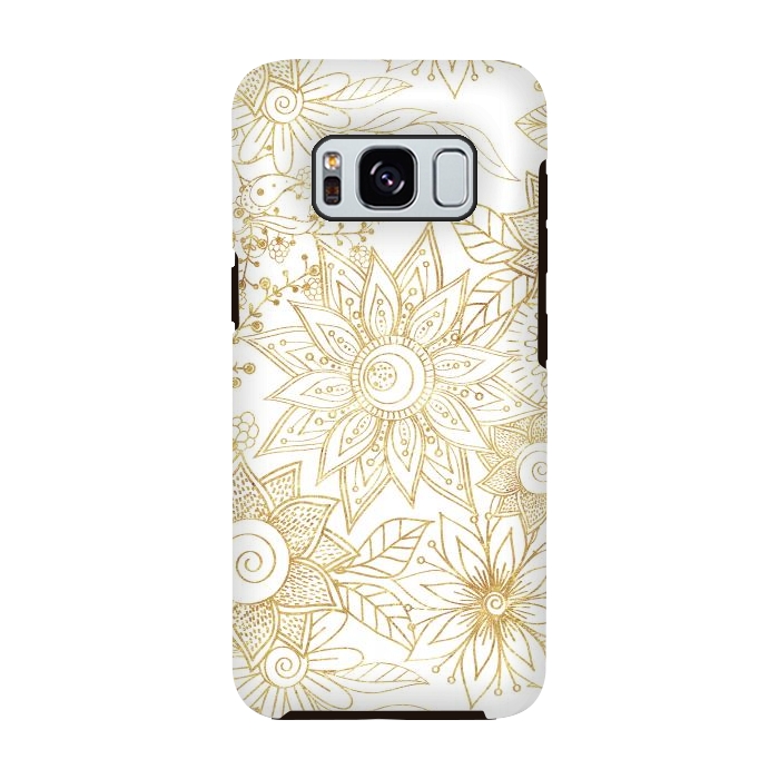 Galaxy S8 StrongFit Elegant golden floral doodles design by InovArts