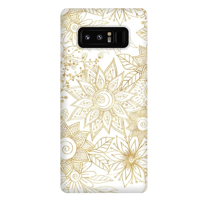 Galaxy Note 8 StrongFit Elegant golden floral doodles design by InovArts