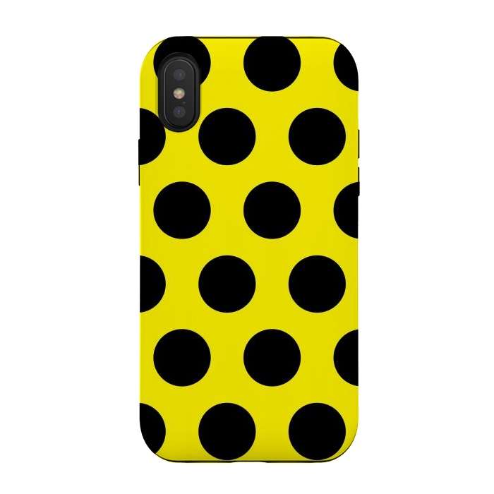 iPhone Xs / X StrongFit Black Circles on Yellow Background by Bledi