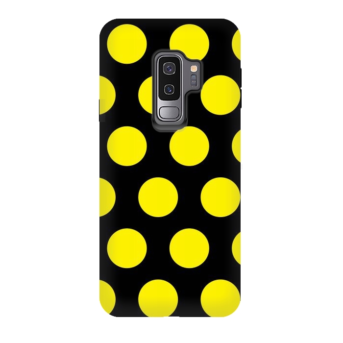 Galaxy S9 plus StrongFit Yellow Circles on Black Background by Bledi