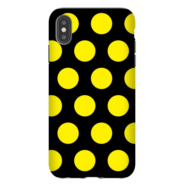 iPhone Xs Max StrongFit Yellow Circles on Black Background by Bledi