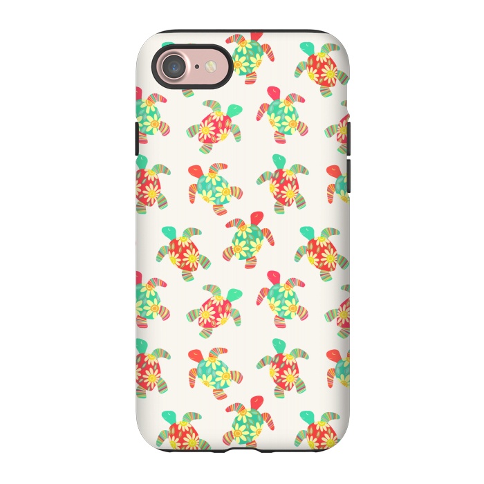 iPhone 7 StrongFit Cute Flower Child Hippy Turtles on Cream  by Micklyn Le Feuvre