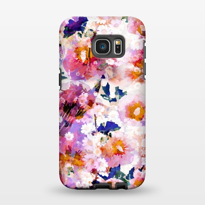 Galaxy S7 EDGE StrongFit Watercolor rose of sharon and daisy flowers by Oana 