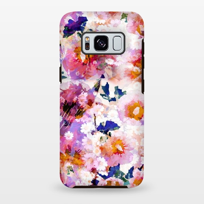 Galaxy S8 plus StrongFit Watercolor rose of sharon and daisy flowers by Oana 