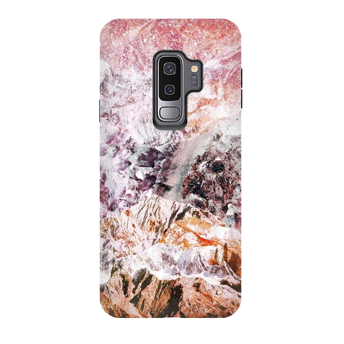 Galaxy S9 plus StrongFit Pink geode crystals landscape by Oana 