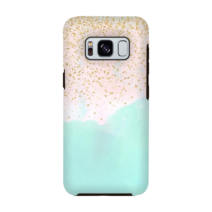 Galaxy S8 StrongFit Watercolor abstract and golden confetti design by InovArts