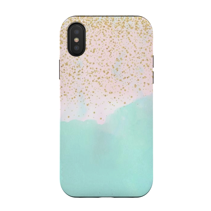 iPhone Xs / X StrongFit Watercolor abstract and golden confetti design by InovArts