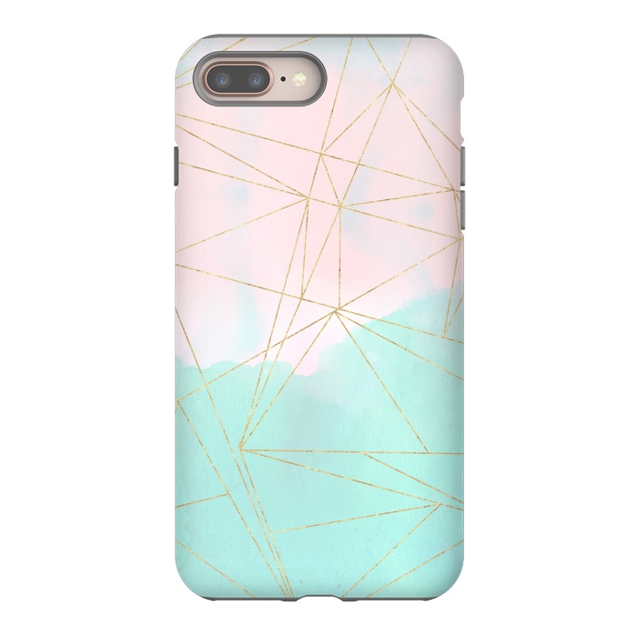 iPhone 7 plus StrongFit Watercolor abstract and golden triangles design by InovArts