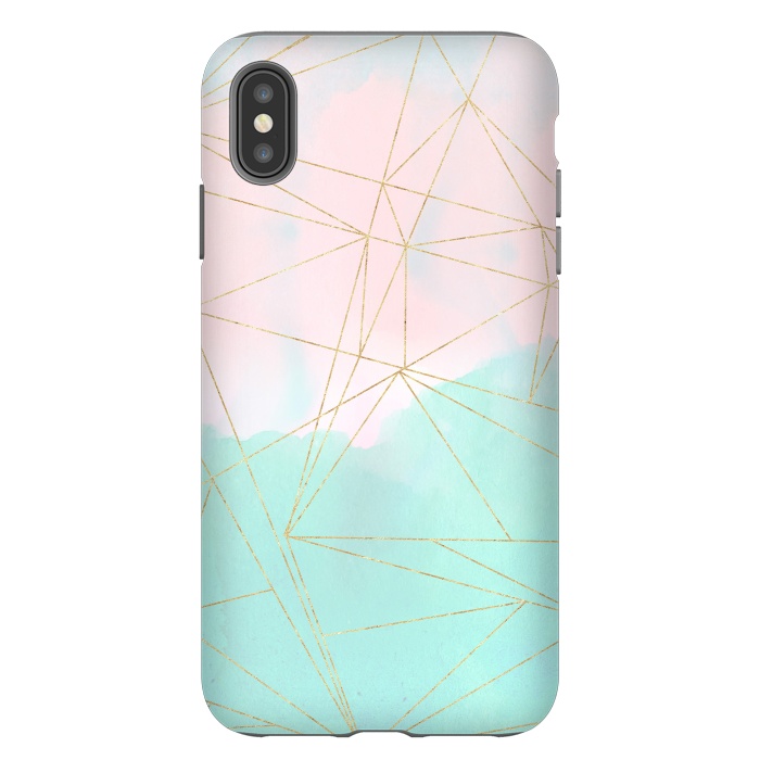 iPhone Xs Max StrongFit Watercolor abstract and golden triangles design by InovArts