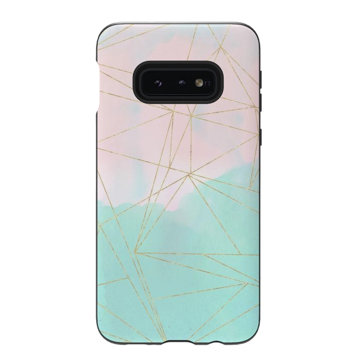 Galaxy S10e StrongFit Watercolor abstract and golden triangles design by InovArts