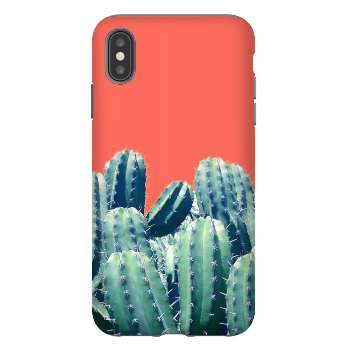iPhone Xs Max StrongFit Cactus on Coral by Uma Prabhakar Gokhale