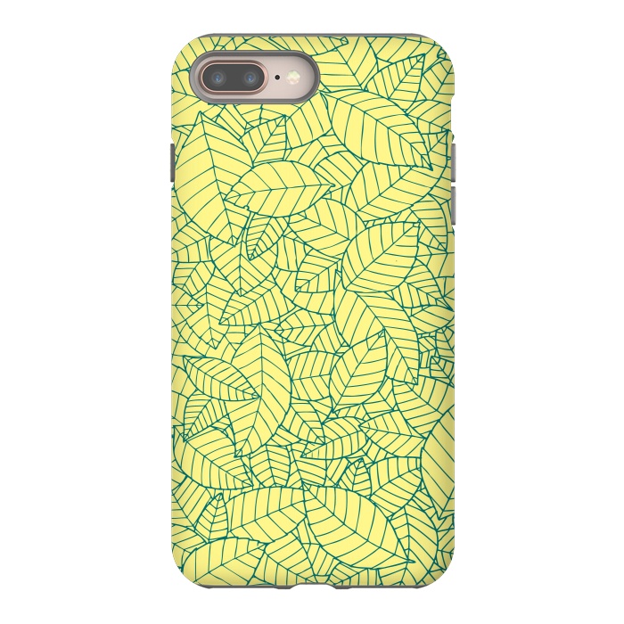 iPhone 7 plus StrongFit Blue Leaves Pattern by Mangulica