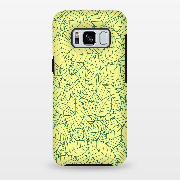Galaxy S8 plus StrongFit Blue Leaves Pattern by Mangulica