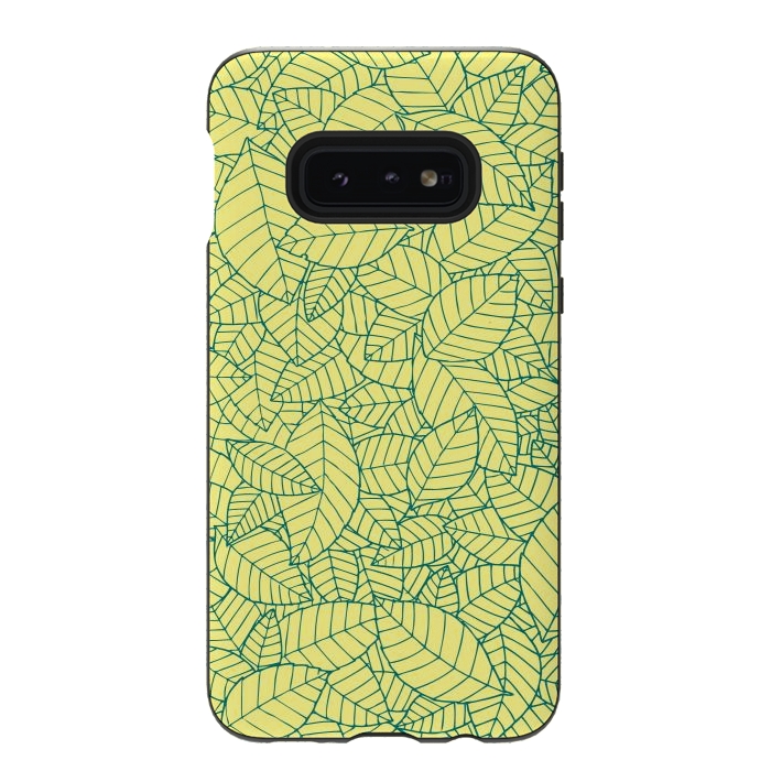 Galaxy S10e StrongFit Blue Leaves Pattern by Mangulica