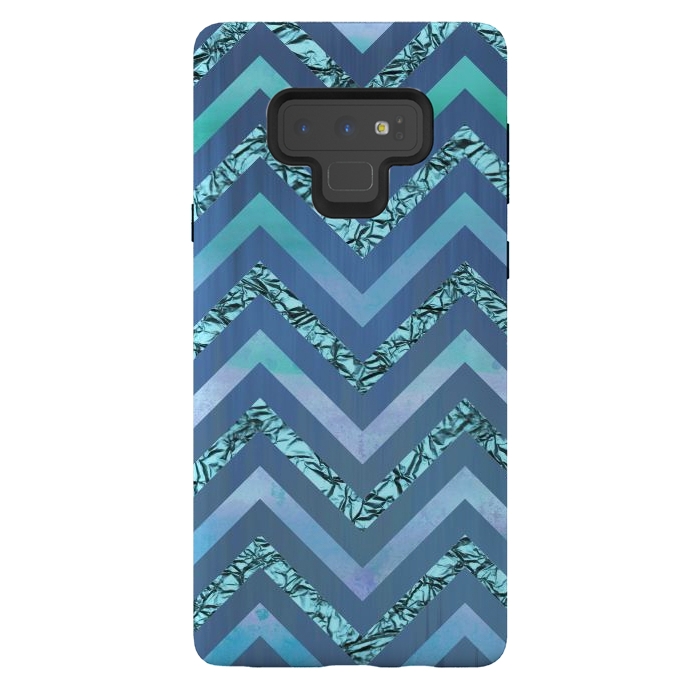 Galaxy Note 9 StrongFit Blue Chevron Elegant by Andrea Haase