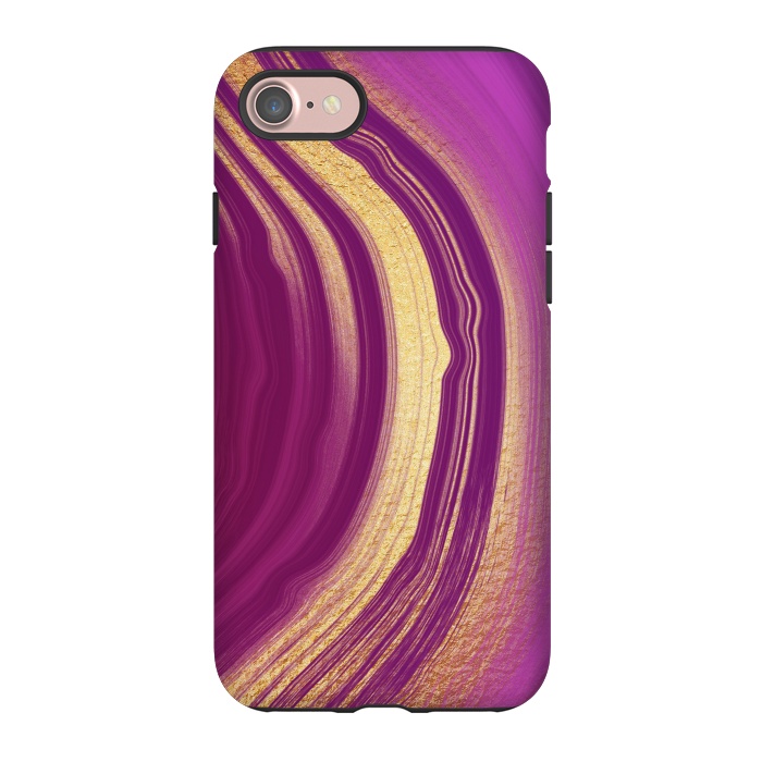 iPhone 7 StrongFit Magenta Pink Marble and gold gemstone  by  Utart