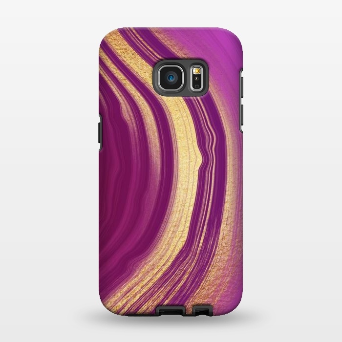 Galaxy S7 EDGE StrongFit Magenta Pink Marble and gold gemstone  by  Utart