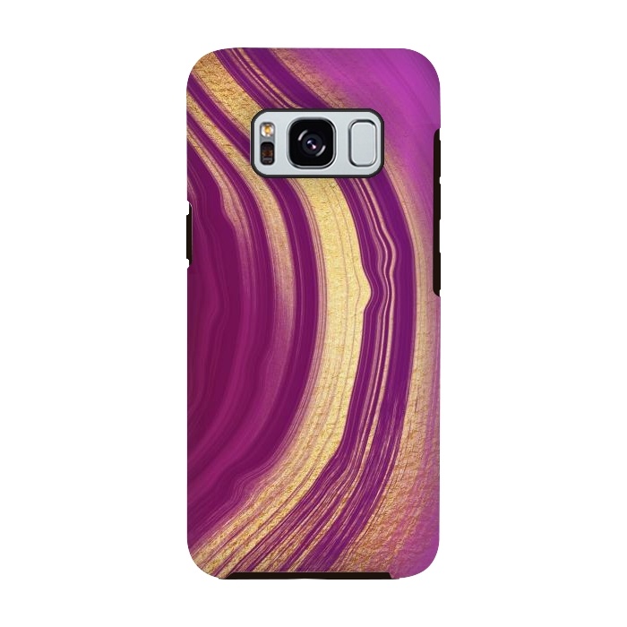 Galaxy S8 StrongFit Magenta Pink Marble and gold gemstone  by  Utart