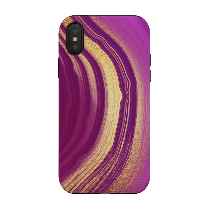 iPhone Xs / X StrongFit Magenta Pink Marble and gold gemstone  by  Utart
