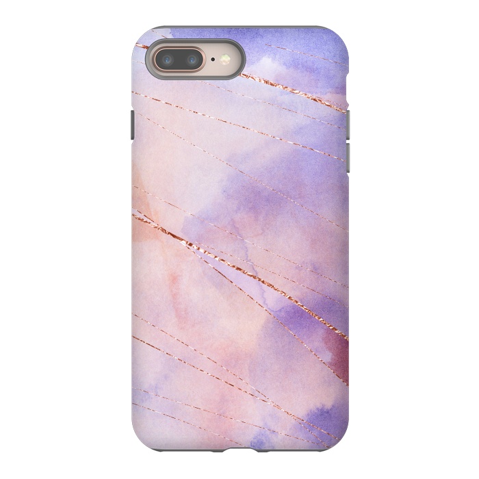 iPhone 7 plus StrongFit Purple and Pink Watercolor Marble with rosegold veins by  Utart