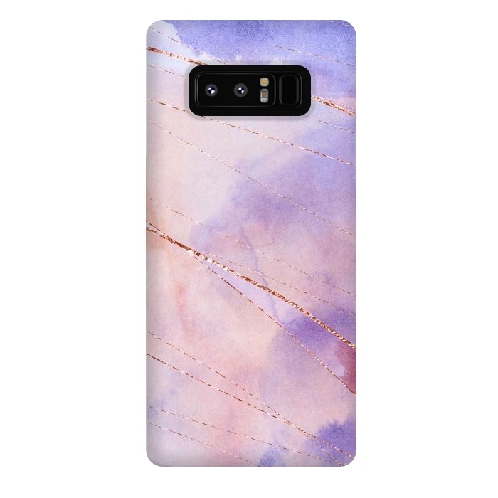 Galaxy Note 8 StrongFit Purple and Pink Watercolor Marble with rosegold veins by  Utart