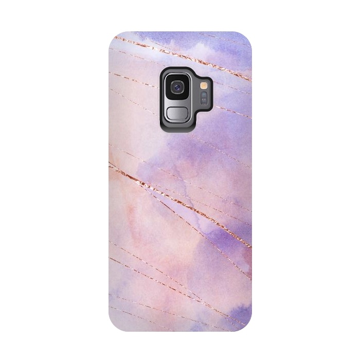 Galaxy S9 StrongFit Purple and Pink Watercolor Marble with rosegold veins by  Utart